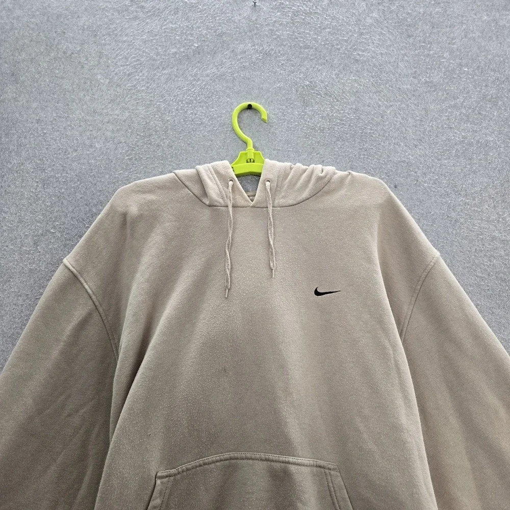 VINTAGE‎ Nike Men Hoodie XL Beige Y2K Mini Swoosh Logo Embroidered Pullover